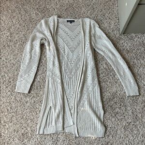 Elegant Cream Knit Open Cardigan
